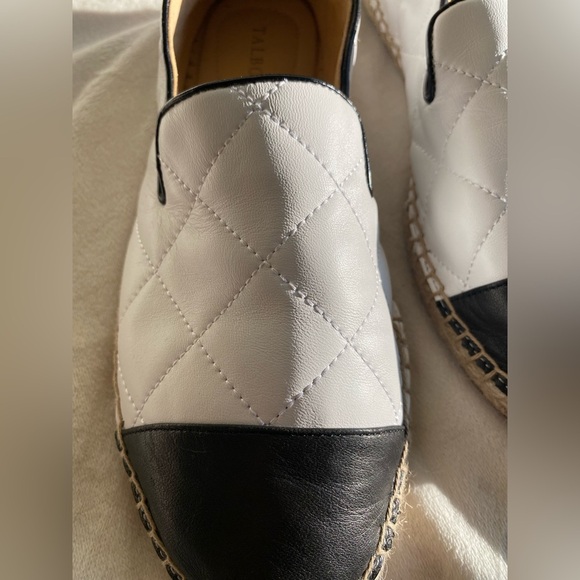 Talbots Quilted Leather Espadrille Flats | Size 9 | Black & White Slip-On - Picture 6 of 9